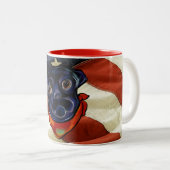 ZWARTE PUG TWEEKLEURIGE KOFFIEMOK (Voorkant rechts)