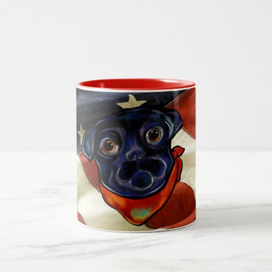 ZWARTE PUG TWEEKLEURIGE KOFFIEMOK (Center)