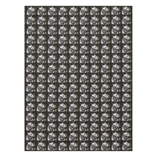 zwarte puggen tafelkleed (Voorkant)