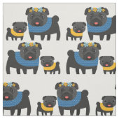 Zwarte pugs 2 stof (Swatch)