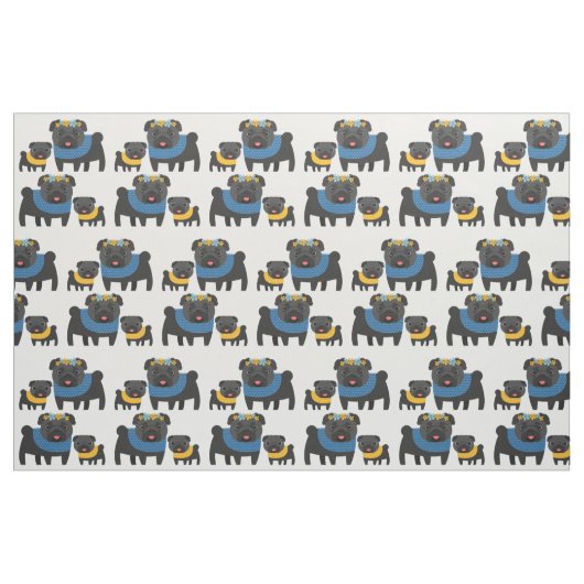 Zwarte pugs 2 stof (Fat Quarter)