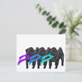 Zwarte Pugs in Sjaals Briefkaart (Staand voorkant)