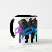 Zwarte Pugs in Sjaals Mok (Voorkant links)
