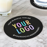 Zwarte Pulpboard Onderzetters met Business Logo Bu<br><div class="desc">Personaliseer onze ronde pulpboard papier onderzetters met uw zakelijke logo en aangepaste tekst. Dit zijn 50 punts pulpboard met gebogen tekst met een eenvoudig minimalistisch ontwerp. Ontworpen in zwart en andere kleuren (alle kleuren zijn aanpasbaar). Het formaat is 4 inch x 4 inch en wordt verkocht in sets van 6....</div>