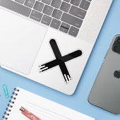 Zwarte puntstijl Letter X monogram Sticker (Laptop met iPhone)