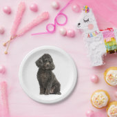 Zwarte Puppy Dog Weddenschap Papieren Bordje (Feest)