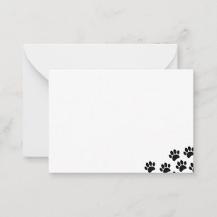 Zwarte Puppy Pootafdrukken Blank Dierenbenodigdhed Notitiekaartje