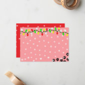 Zwarte Puppy Pootafdrukken Custom Kerstmis Notitiekaartje (Voorkant / Achterkant in situ)