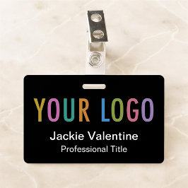 Zwarte PVC Naam Badge met Logo Clip Reel Lanyard