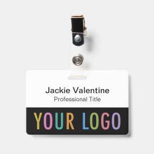 Zwarte PVC naamkaart met clip-lanyard of haspel Badge