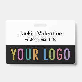 Zwarte PVC naamkaart met clip-lanyard of haspel Badge
