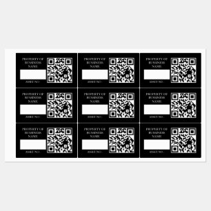 Zwarte QR Asset ID Bedrijfs Eigendom Label Stijl