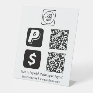 Zwarte QR-betaling CashApp PayPal Scan om te bet Reclamebord Met Voetstuk