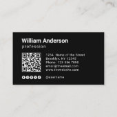 Zwarte QR-code aangepaste logo en sociale media pi Visitekaartje (Achterkant)