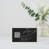 Zwarte QR-code abstracte moderne, eenvoudige socia Visitekaartje (Staand voorkant)