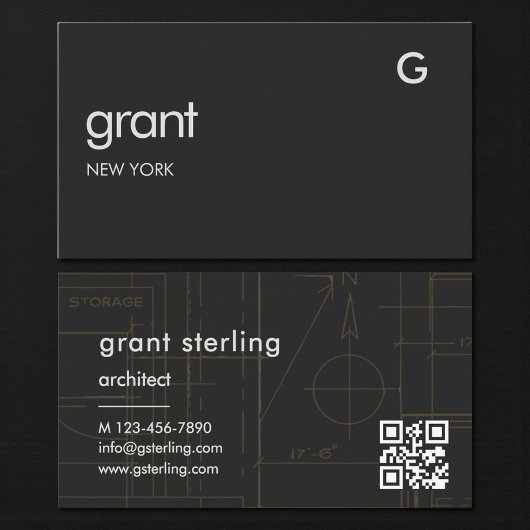 Zwarte QR-code Architectuur Visitekaartje