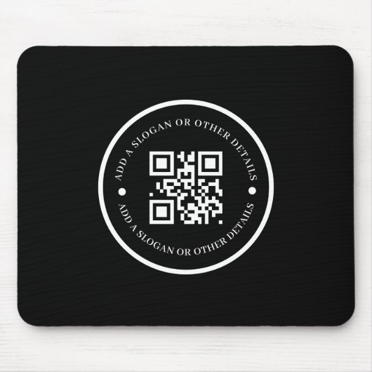 Zwarte QR-code bedrijf promo muismat (Voorkant)