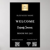 Zwarte QR-code bedrijfslogo seminarruimte wifi Poster (Voorkant)