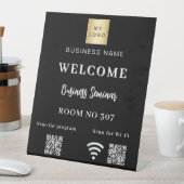 Zwarte QR code business logo seminarruimte wifi Reclamebord Met Voetstuk (Insitu)