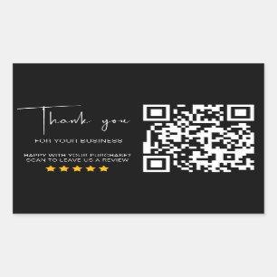 Zwarte QR Code Business Review 5 Star Review Moder Rechthoekige Sticker