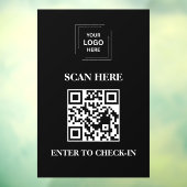 Zwarte QR-code check-in bedrijfs raamsticker (Vel 3)