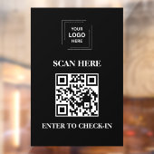 Zwarte QR-code check-in bedrijfs raamsticker (Vel 2)