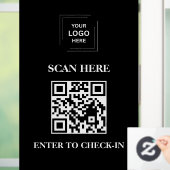 Zwarte QR-code check-in bedrijfs raamsticker (Huis)