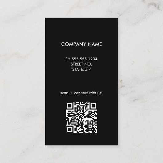Zwarte QR-code Eenvoudig Logo-Visitekaartje Visitekaartje (Achterkant)