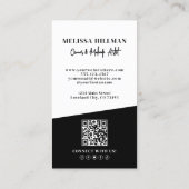 Zwarte QR-code Foto Make-up Verticaal Visitekaartje (Achterkant)