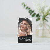 Zwarte QR-code Foto Make-up Verticaal Visitekaartje (Staand voorkant)