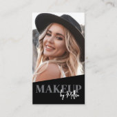 Zwarte QR-code Foto Make-up Verticaal Visitekaartje (Voorkant)
