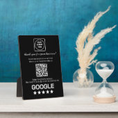 Zwarte QR-code | Google Bedrijfsbeoordelingsdispla Fotoplaat (Zijkant)