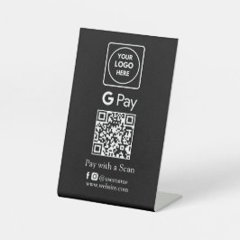 Zwarte QR-code | Google Pay contactloos betalen Reclamebord Met Voetstuk