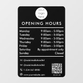 Zwarte QR-code logo openingstijden bedrijf Raamsticker (Vel)