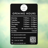 Zwarte QR-code logo openingstijden bedrijf Raamsticker (Vel 3)