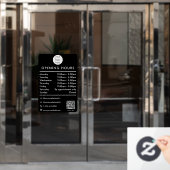 Zwarte QR-code logo openingstijden bedrijf Raamsticker (Kantoordeur)