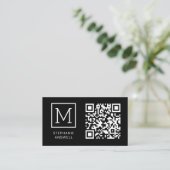 Zwarte QR-code Minimal Logo Professional Visitekaartje (Staand voorkant)