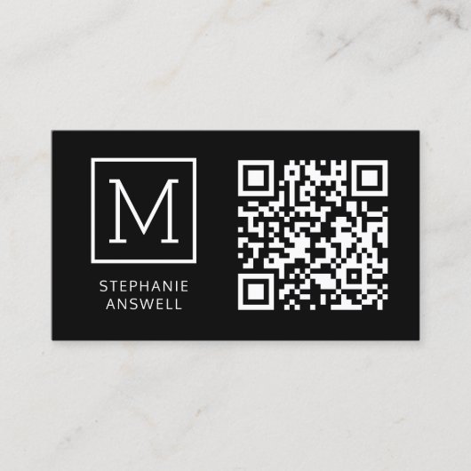 Zwarte QR-code Minimal Logo Professional Visitekaartje (Voorkant)