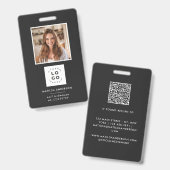 Zwarte QR-code moderne minimale foto abstract Badge (Voor- en achterkant)