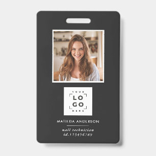 Zwarte QR-code moderne minimale foto abstract Badge
