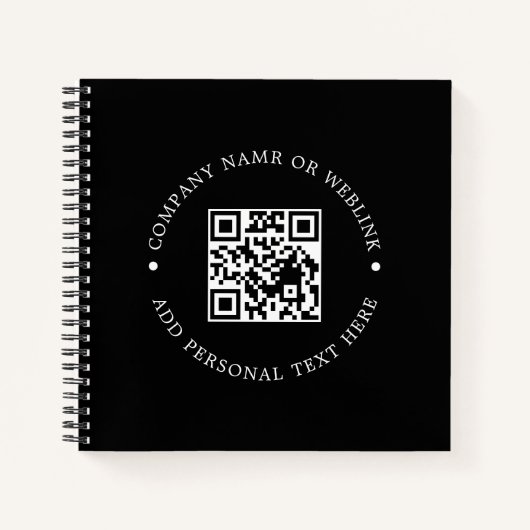 Zwarte QR-code Moderne Minimalistische Zakelijke S Notitieboek (Voorkant)