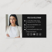 Zwarte QR-code Moderne professionele foto uw Logo Visitekaartje (Achterkant)