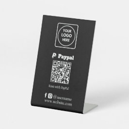 Zwarte QR-code | PayPal Scan-to-Pay Zakelijk Logo Reclamebord Met Voetstuk
