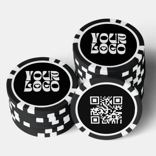 Zwarte QR-code promotionele zakelijke logo Poker Chips (Opstapeling)
