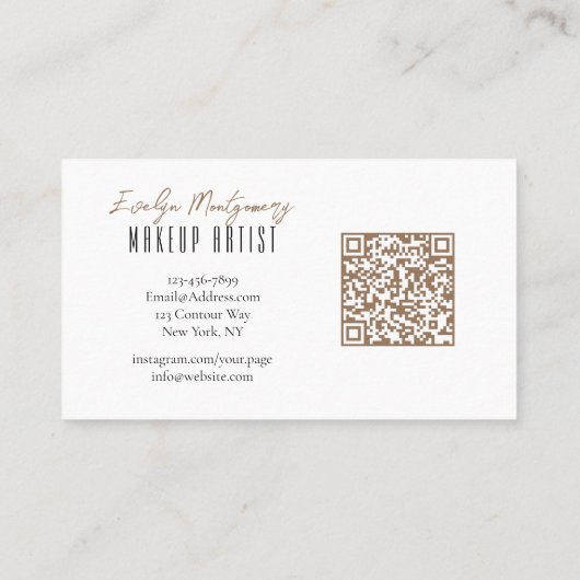 Zwarte QR-code script make-up visitekaartje (Achterkant)