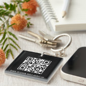 Zwarte QR-code-sleutelhanger Acryl Aangepast Logo Sleutelhanger (Voorkant Rechts)