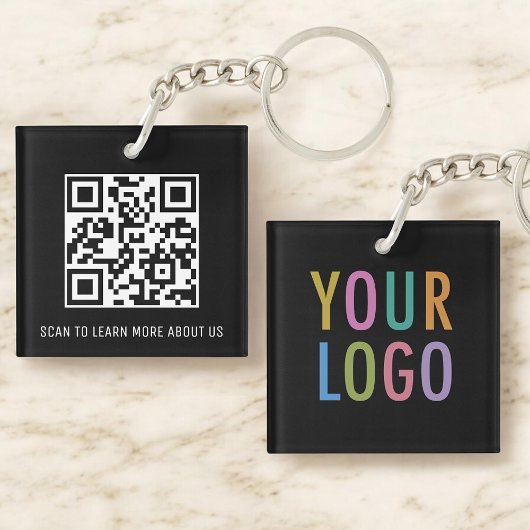 Zwarte QR-code-sleutelhanger Acryl Aangepast Logo Sleutelhanger