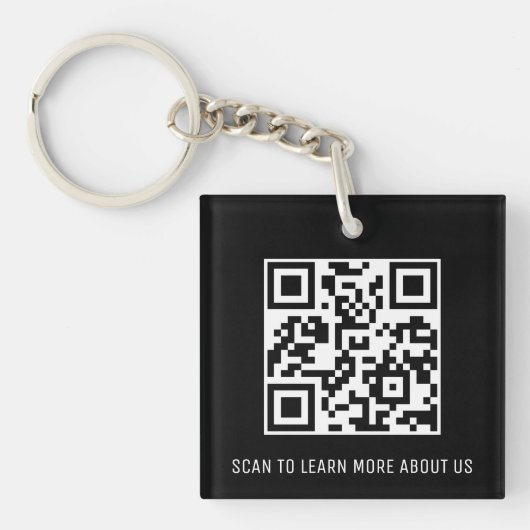 Zwarte QR Code Sleutelhanger Acryl Custom Logo Squ (Voorkant)