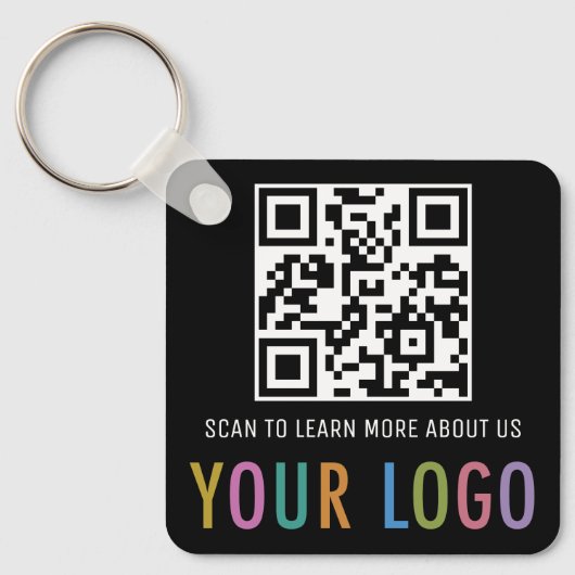 Zwarte QR Code Sleutelhanger Custom Logo Aluminium (Voorkant)