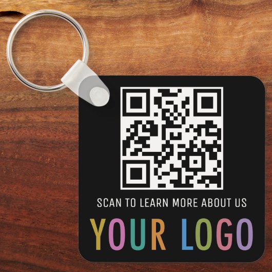 Zwarte QR Code Sleutelhanger Custom Logo Aluminium (Voorkant)